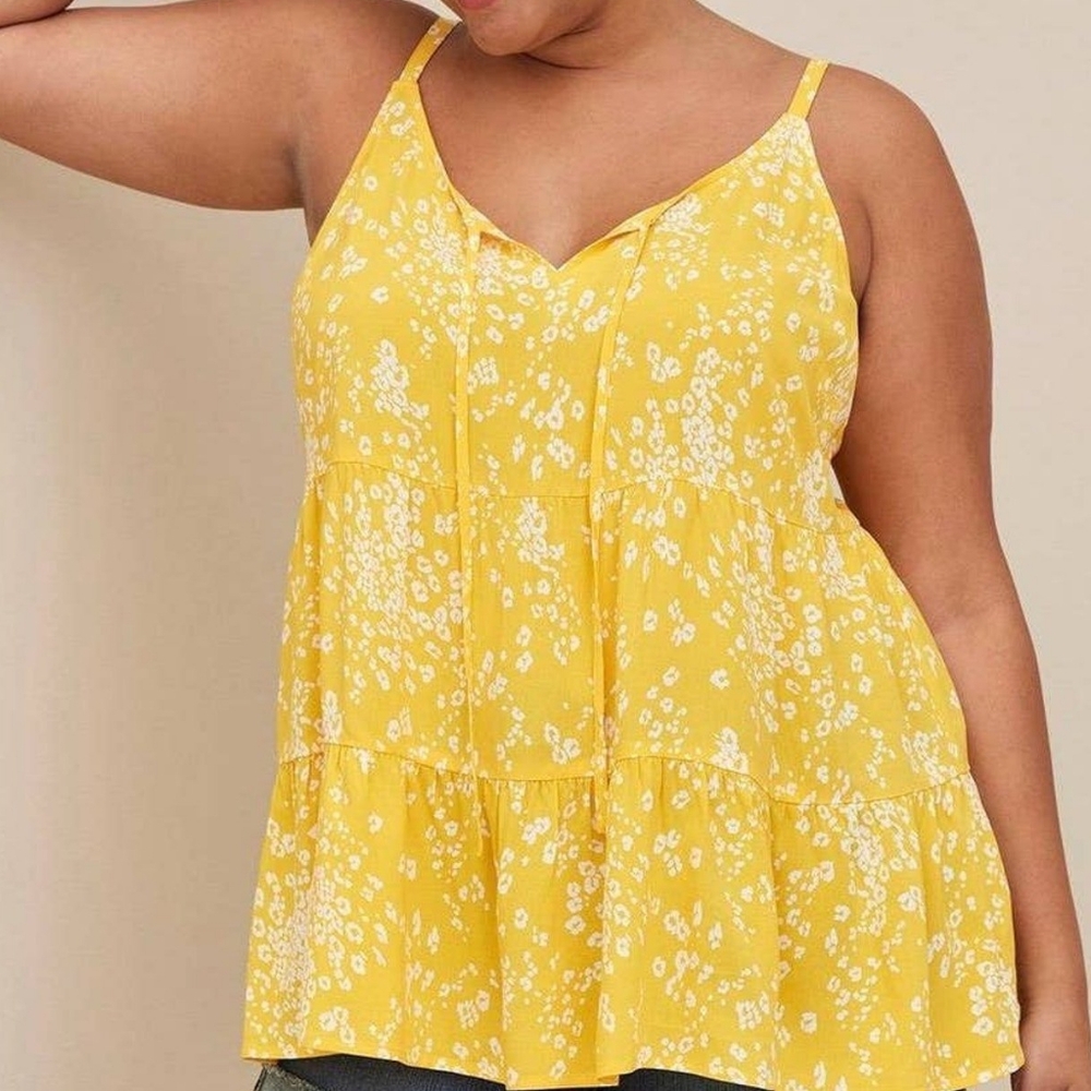 Torrid Yellow and White Floral Tank Top Plus Size